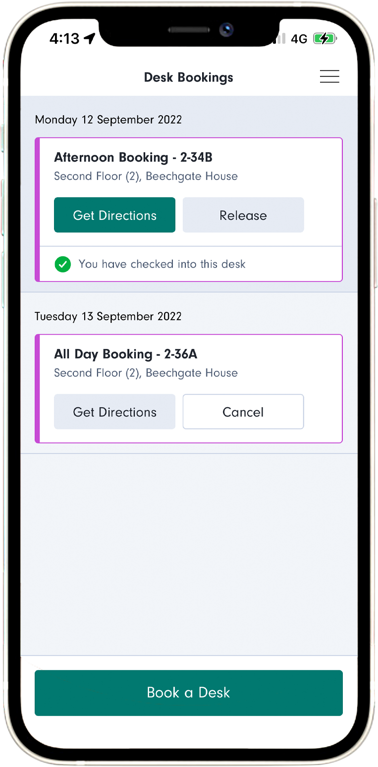 Desk Bookings feature